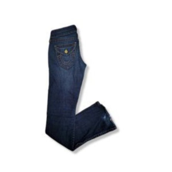 True Religion Women's Blue Denim Comfort Slim Fit Straight Leg Jeans Size 26 - Picture 5 of 5